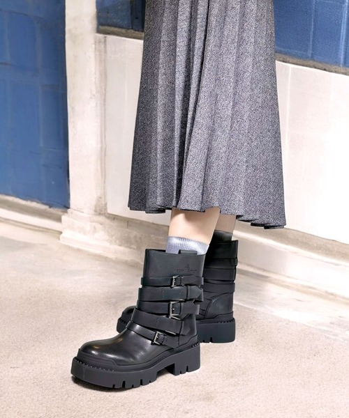 ASH（アッシュ）の「ASH/アッシュ【NIKI】ベルトコンバットブーツ 厚底 ロックテイスト ボリュームソール 6cmヒール（ブーツ・レディース・ブラック・35/39/38/37/36）」の10枚目の写真