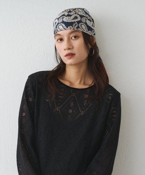 LOUNGEDRESS(ラウンジドレス)の「【GALENA/ガレナ】ペイズリープリントスカーフ(バンダナ/スカーフ・レディース・ネイビー/レッド・FREE)」の5枚目の写真