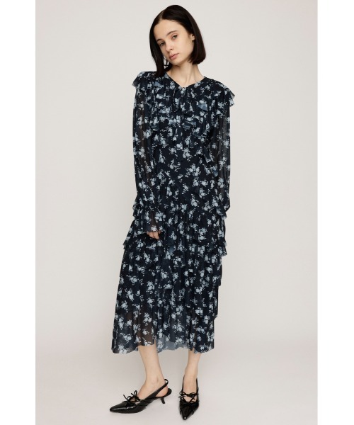 SHEER FRILL L/DRESS シアー フリル ロングドレス 秋服 冬服