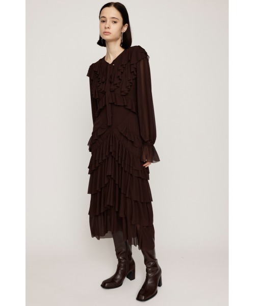 SHEER FRILL L/DRESS シアー フリル ロングドレス 秋服 冬服