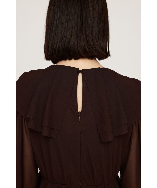 SLY(スライ)の「SHEER FRILL L/DRESS シアー フリル ロングドレス 秋服 冬服(ワンピース・レディース・ブラウン/ネイビー系・FREE)」の8枚目の写真