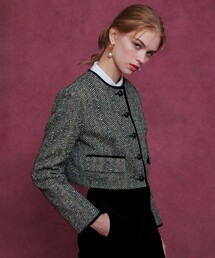 allureville ツイードジャケット ファンシーツィードクルーネックジャケット|allureville