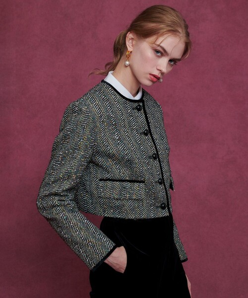 LOULOU WILLOUGHBY(ルルウィルビー)の「【LOULOU WILLOUGHBY】LINTONラメツイードショートジャケット(ノーカラージャケット・レディース・グレー系その他・1/2)」の12枚目の写真