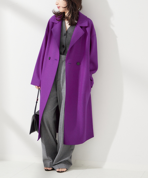 別注【HARRIS WHARF LONDON】Women dropped shoulder d.b co：コート