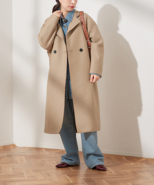 美品✨HARRIS WHARF LONDON✨ベージュ コート　サイズ42 別注【HARRIS WHARF LONDON】Women dropped shoulder d.b co：コート