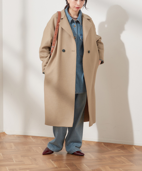 HARRIS WHARF LONDON(ハリスワーフロンドン)の「別注【HARRIS WHARF LONDON】Women dropped shoulder d.b co:コート(その他アウター・レディース・パープル/ネイビー/ベージュ・40)」の19枚目の写真