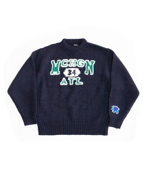 RICE NINE TEN(ライスナインテン)の「HAND KNITTING SWAETSHIRT(ニット/セーター・メンズ・ネイビー/グレー・2/1)」の2枚目の写真