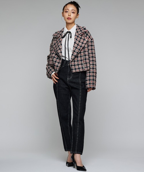 Narcissus（ナルシス）の「テーパードデニムパンツ/ステッチデザイン 《動画あり》（デニムパンツ・レディース・ブラック/ブルー・FREE）」の3枚目の写真