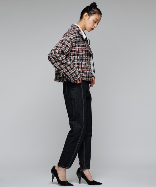 Narcissus（ナルシス）の「テーパードデニムパンツ/ステッチデザイン 《動画あり》（デニムパンツ・レディース・ブラック/ブルー・FREE）」の4枚目の写真