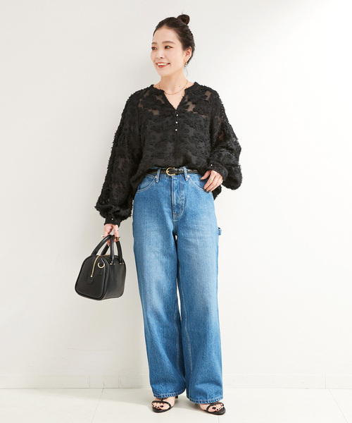 追加7》手洗い可 / パフスリーブジャガードブラウス（シャツ/ブラウス