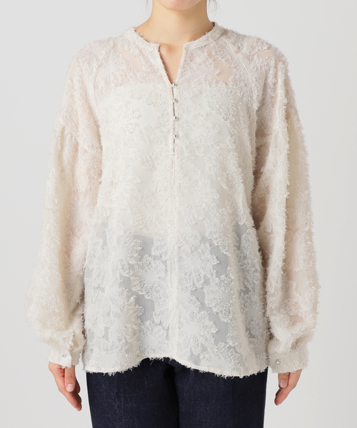 追加7》手洗い可 / パフスリーブジャガードブラウス（シャツ/ブラウス
