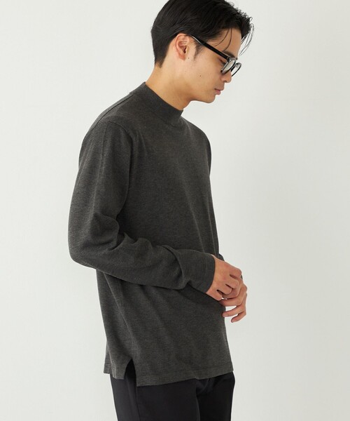 SHIPS Colors（シップス カラーズ）の「SHIPS Colors:〈吸湿発熱〉Solist(R)Heat 14ゲージ モックネックニット◇（ニット/セーター・メンズ・カーキ/ライトグレー/ロイヤルブルー/ダークグレー/チャコールグレー・X-LARGE/MEDIUM/LARGE）」の2枚目の写真