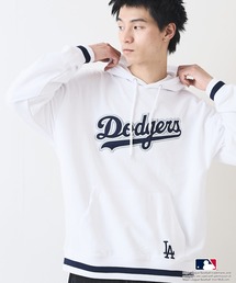 MLB（メジャーリーグベースボール）の「【MLB/メジャーリーグベースボール】裏毛ツイルワッペンラインリブフーディー プルオーバーパーカー（パーカー）」