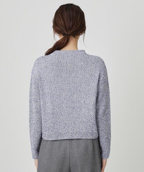 手洗い可／日本製／短め丈】編地変化のニットトップス（ニット
