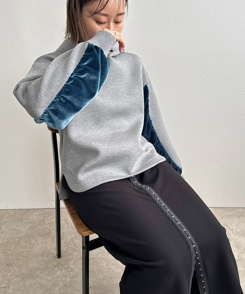 LHELBIE(レルビエ)の「ベロア×ダンボールパーカー(パーカー・レディース・ブラック/オフホワイト/グレー・M)」の3枚目の写真