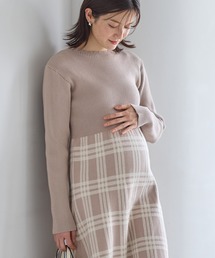 Rosemadame(ローズマダム)のチェック柄切替ニットワンピース(マタニティ&授乳服)授乳口付き 授乳楽々 妊婦服 産前・産後対応(マタニティウェア/グッズ)