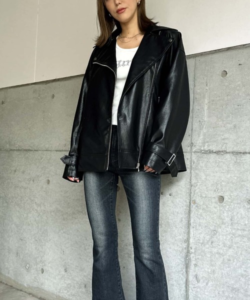 EGOIST（エゴイスト）の「Backタックライダースジャケット（ライダースジャケット・レディース・ブラック・FREE）」の19枚目の写真