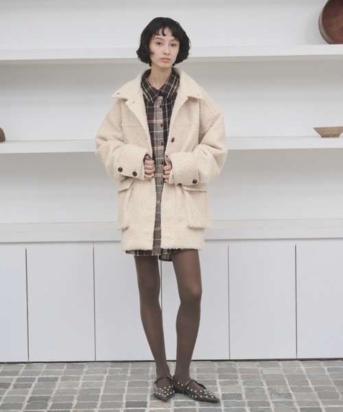 AIC.（エーアイシー）の「2WAYループツイードミドルコート（その他アウター・レディース・ブラック/アイボリー/ブラウン・FREE）」の21枚目の写真