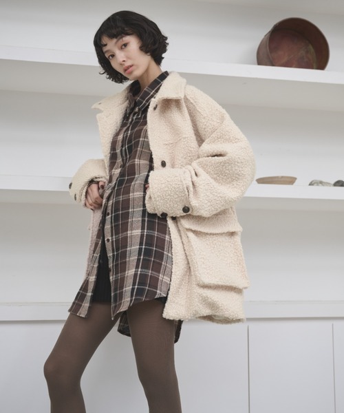 AIC.（エーアイシー）の「2WAYループツイードミドルコート（その他アウター・レディース・ブラック/アイボリー/ブラウン・FREE）」の9枚目の写真