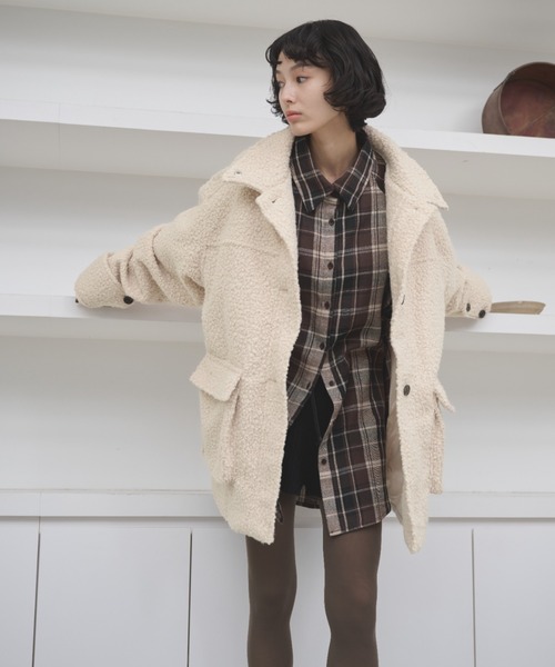 AIC.（エーアイシー）の「2WAYループツイードミドルコート（その他アウター・レディース・ブラック/アイボリー/ブラウン・FREE）」の10枚目の写真