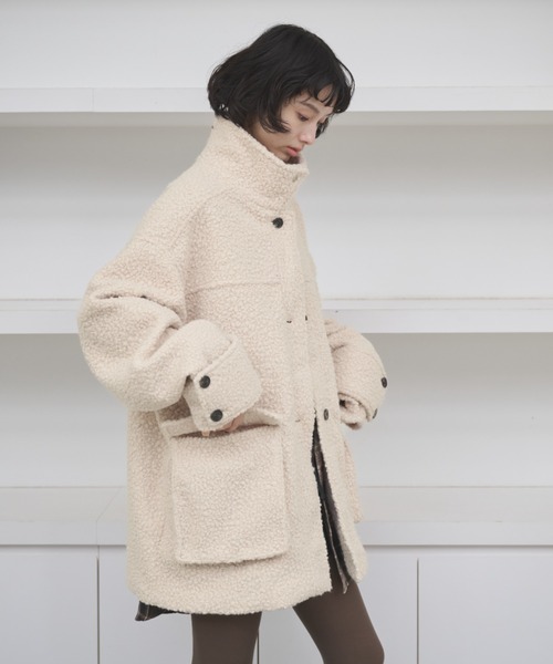 AIC.（エーアイシー）の「2WAYループツイードミドルコート（その他アウター・レディース・ブラック/アイボリー/ブラウン・FREE）」の12枚目の写真