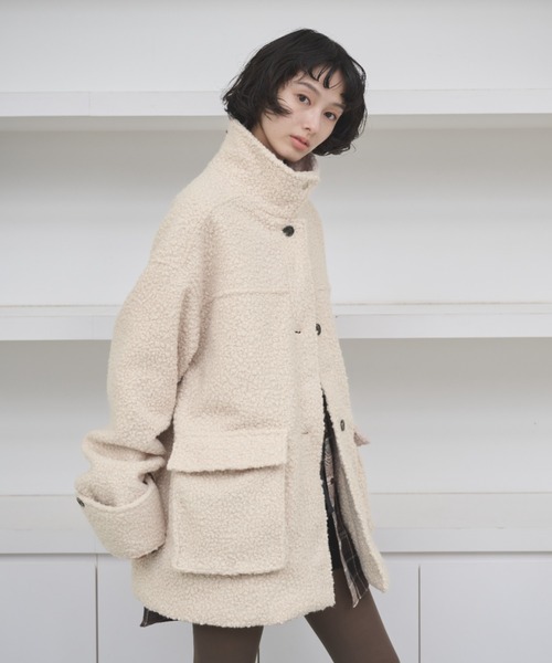 AIC.（エーアイシー）の「2WAYループツイードミドルコート（その他アウター・レディース・ブラック/アイボリー/ブラウン・FREE）」の13枚目の写真