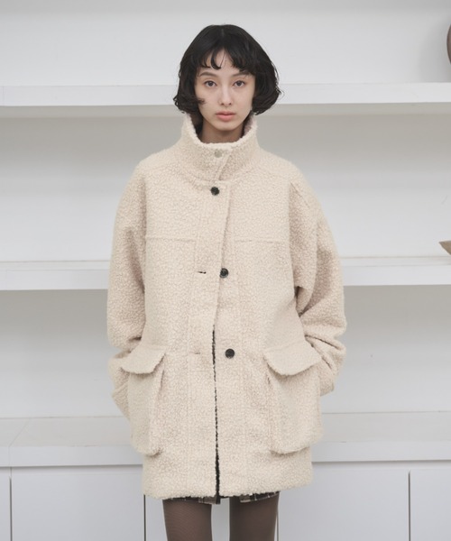 AIC.（エーアイシー）の「2WAYループツイードミドルコート（その他アウター・レディース・ブラック/アイボリー/ブラウン・FREE）」の14枚目の写真