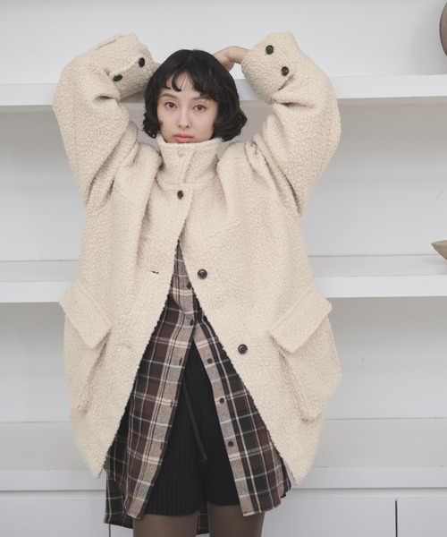 AIC.（エーアイシー）の「2WAYループツイードミドルコート（その他アウター・レディース・ブラック/アイボリー/ブラウン・FREE）」の17枚目の写真