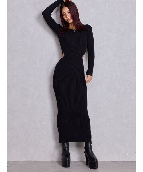 セール】LONG SLEEVE SIDE OPEN ニットワンピース（ワンピース）｜GYDA