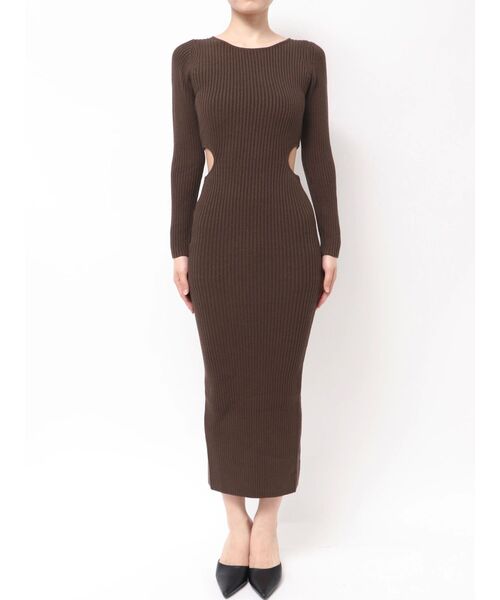 LONG SLEEVE SIDE OPEN ニットワンピース（ワンピース）｜GYDA