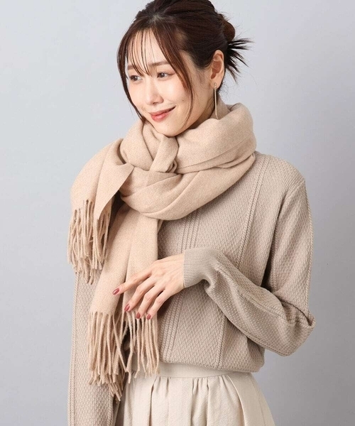 MK MICHEL KLEIN(エムケーミッシェルクラン)の「大判無地ストール/洗える(ストール/ショール・レディース・サンドベージュ/ピンク/グレー/ミント・38)」の2枚目の写真