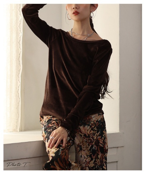 Sawa a la mode（サワアラモード）の「シアーベロアバックオープンプルオーバー（Tシャツ/カットソー・レディース・ブラウン/オフホワイト/グレー/ブラック・FREE）」の5枚目の写真