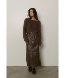 ALEXIA STAM | Eco Leather Warm Long Skirt /裏起毛フェイクレザースカート(スカート)