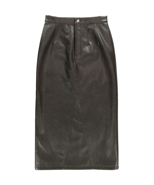 ALEXIA STAM（アリシアスタン）の「Fake Leather Warm Long Skirt /裏起毛フェイクレザースカート（スカート・レディース・ブラウン/ブラック・M/S）」の6枚目の写真