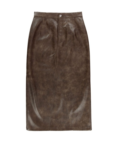 ALEXIA STAM（アリシアスタン）の「Fake Leather Warm Long Skirt /裏起毛フェイクレザースカート（スカート・レディース・ブラウン/ブラック・M/S）」の17枚目の写真