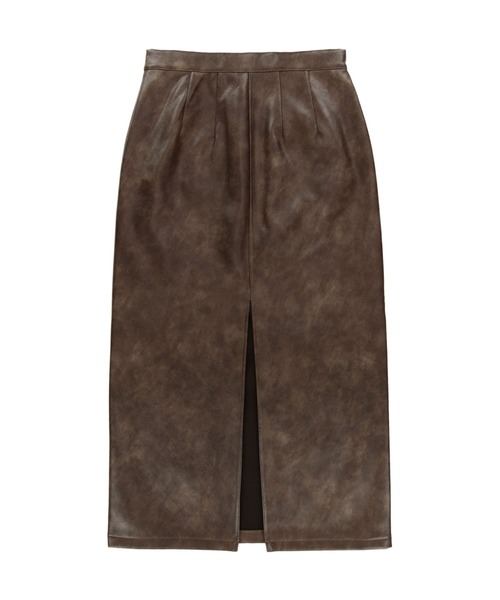 ALEXIA STAM（アリシアスタン）の「Fake Leather Warm Long Skirt /裏起毛フェイクレザースカート（スカート・レディース・ブラウン/ブラック・M/S）」の3枚目の写真