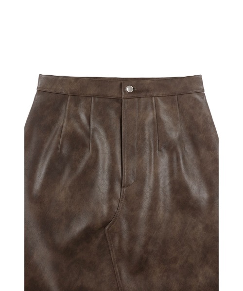 ALEXIA STAM（アリシアスタン）の「Fake Leather Warm Long Skirt /裏起毛フェイクレザースカート（スカート・レディース・ブラウン/ブラック・M/S）」の4枚目の写真