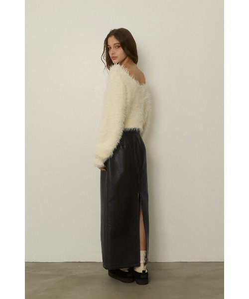 ALEXIA STAM（アリシアスタン）の「Fake Leather Warm Long Skirt /裏起毛フェイクレザースカート（スカート・レディース・ブラウン/ブラック・M/S）」の10枚目の写真