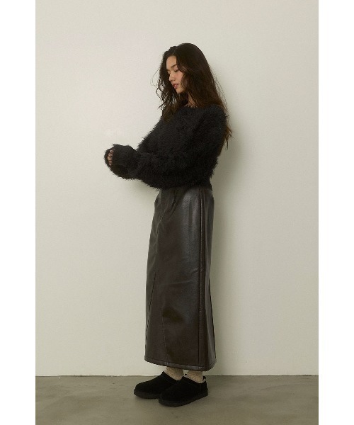 ALEXIA STAM（アリシアスタン）の「Fake Leather Warm Long Skirt /裏起毛フェイクレザースカート（スカート・レディース・ブラウン/ブラック・M/S）」の11枚目の写真