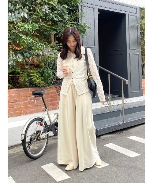 titivate(ティティベイト)の「スーパーワイドタックスウェットパンツ(その他パンツ・レディース・オフホワイト/クリーム/ブラック・L/M/S/SP)」の9枚目の写真
