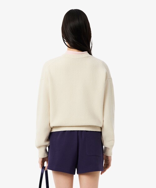 LACOSTE（ラコステ）の「シャギータッチロゴジャカードウールセーター（ニット/セーター・レディース・オフホワイト・34/36/38/40）」の6枚目の写真