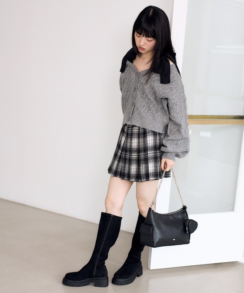 Heather（ヘザー）の「2WAYケーブルリボンカーディガン　619279（カーディガン/ボレロ・レディース・グレー/ブラウン/アイボリー/ブルー・FREE）」の12枚目の写真