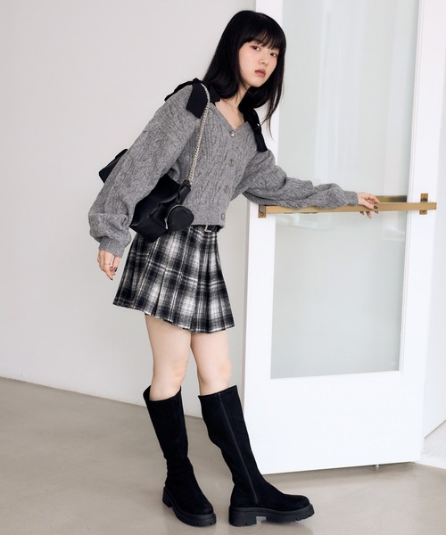 Heather（ヘザー）の「2WAYケーブルリボンカーディガン　619279（カーディガン/ボレロ・レディース・グレー/ブラウン/アイボリー/ブルー・FREE）」の13枚目の写真