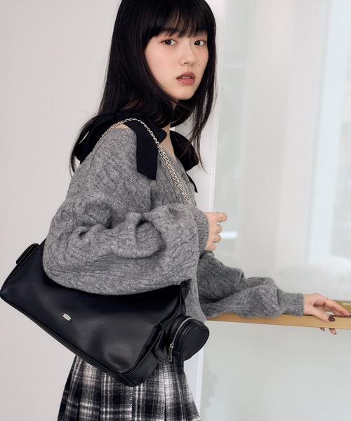 Heather（ヘザー）の「2WAYケーブルリボンカーディガン　619279（カーディガン/ボレロ・レディース・グレー/ブラウン/アイボリー/ブルー・FREE）」の14枚目の写真