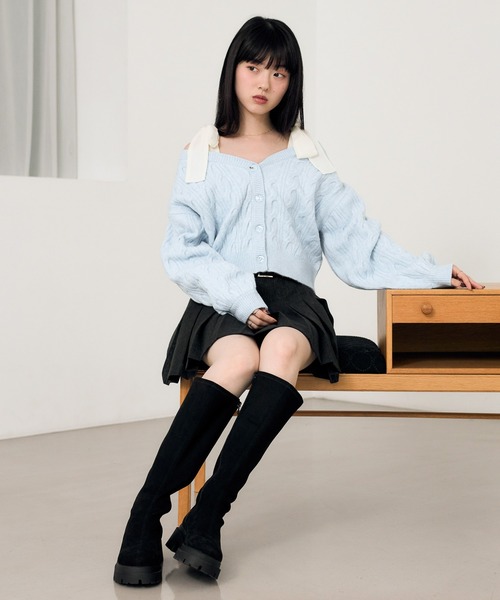 Heather（ヘザー）の「2WAYケーブルリボンカーディガン　619279（カーディガン/ボレロ・レディース・グレー/ブラウン/アイボリー/ブルー・FREE）」の17枚目の写真