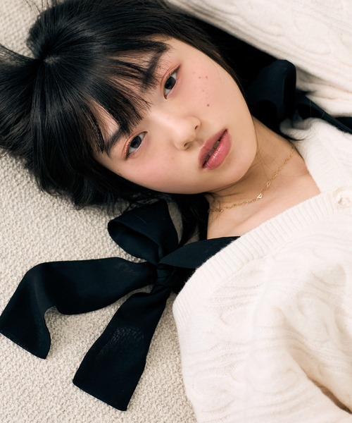 Heather（ヘザー）の「2WAYケーブルリボンカーディガン　619279（カーディガン/ボレロ・レディース・グレー/ブラウン/アイボリー/ブルー・FREE）」の6枚目の写真