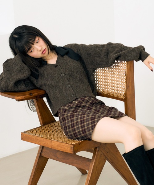 Heather（ヘザー）の「2WAYケーブルリボンカーディガン　619279（カーディガン/ボレロ・レディース・グレー/ブラウン/アイボリー/ブルー・FREE）」の20枚目の写真