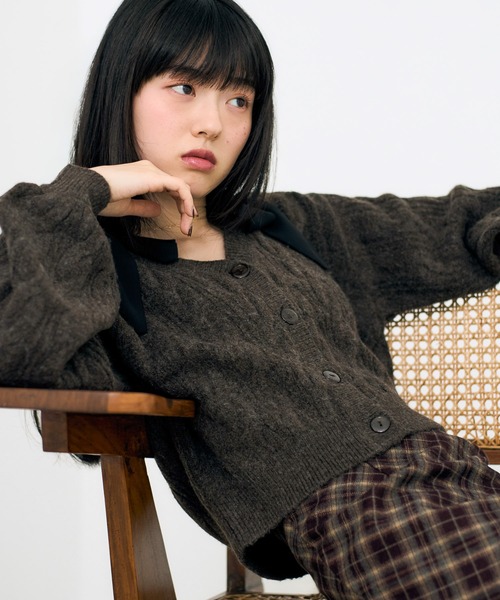 Heather（ヘザー）の「2WAYケーブルリボンカーディガン　619279（カーディガン/ボレロ・レディース・グレー/ブラウン/アイボリー/ブルー・FREE）」の22枚目の写真