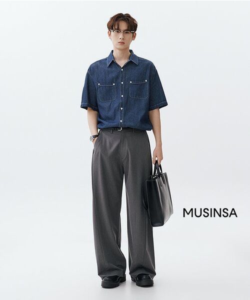 MUSINSA STANDARD（ムシンサスタンダード）の「シンセティックレザー レクタングルショルダートートバッグ_ミディアム [ブラック]（トートバッグ・レディース・その他・FREE）」の9枚目の写真