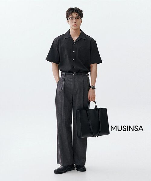 MUSINSA STANDARD（ムシンサスタンダード）の「シンセティックレザー レクタングルショルダートートバッグ_ミディアム [ブラック]（トートバッグ・レディース・その他・FREE）」の8枚目の写真